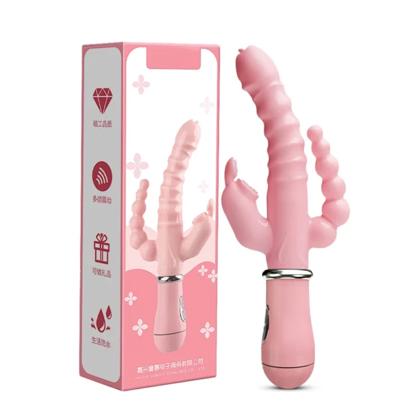 Vibromasseur 3-en-1 LicklIp Rabbit avec Gode, Double Tige et Fonction de Léchage de Langue – Image 8