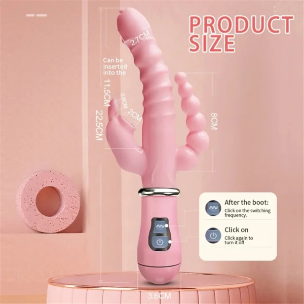 Vibromasseur 3-en-1 LicklIp Rabbit avec Gode, Double Tige et Fonction de Léchage de Langue – Image 4